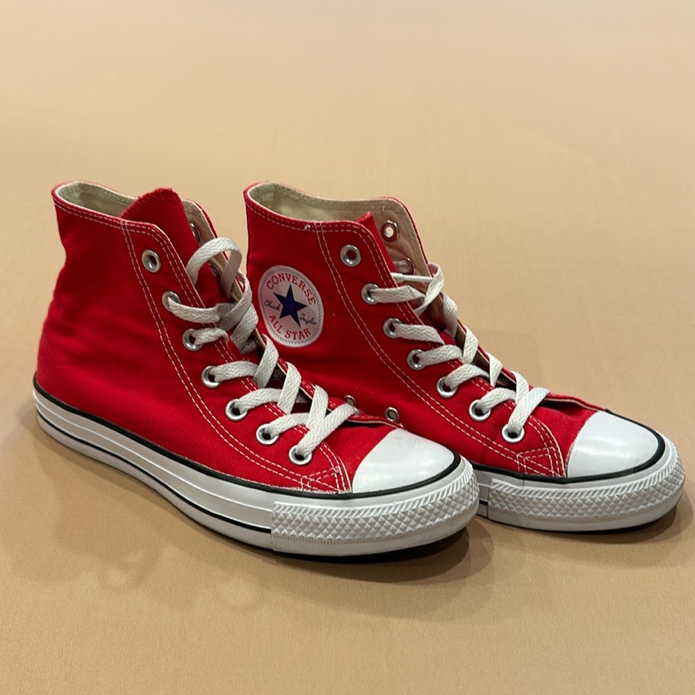 Red Converse High Tops Size 7 Womans
